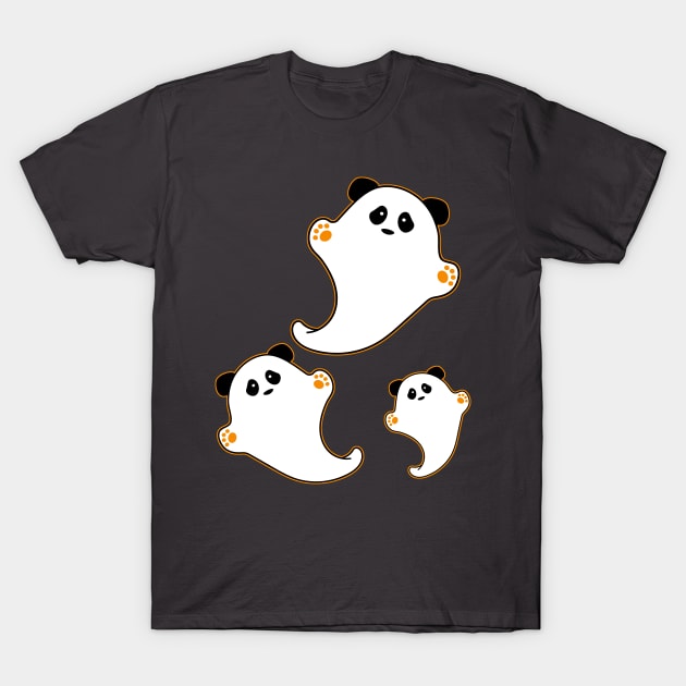 Halloween Pandamonium, Cute Panda Ghosts T-Shirt by cottoncanvas